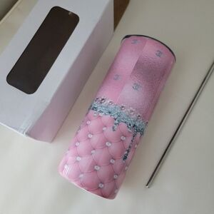 Pink Tumbler with Straw